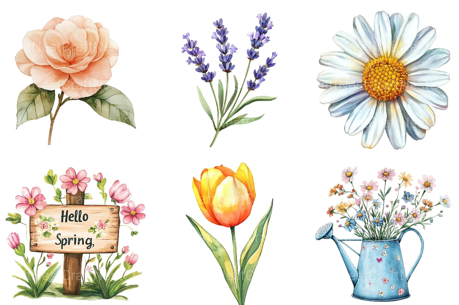 Botanical Spring Blooms Clipart - CraftNest - Digital Crafting and Art