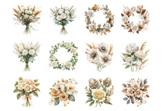 White Boho Wedding Floral Clipart Bundle - CraftNest - Digital Crafting and Art