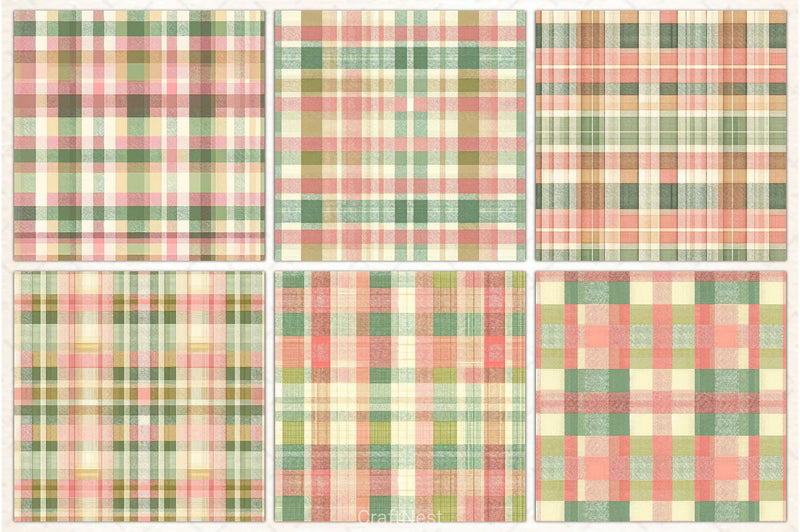 Green Pink Checkered Pattern Digital Paper 2 - CraftNest - Digital Crafting and Art