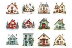 Christmas Houses Clipart Bundle - CraftNest - Digital Crafting and Art