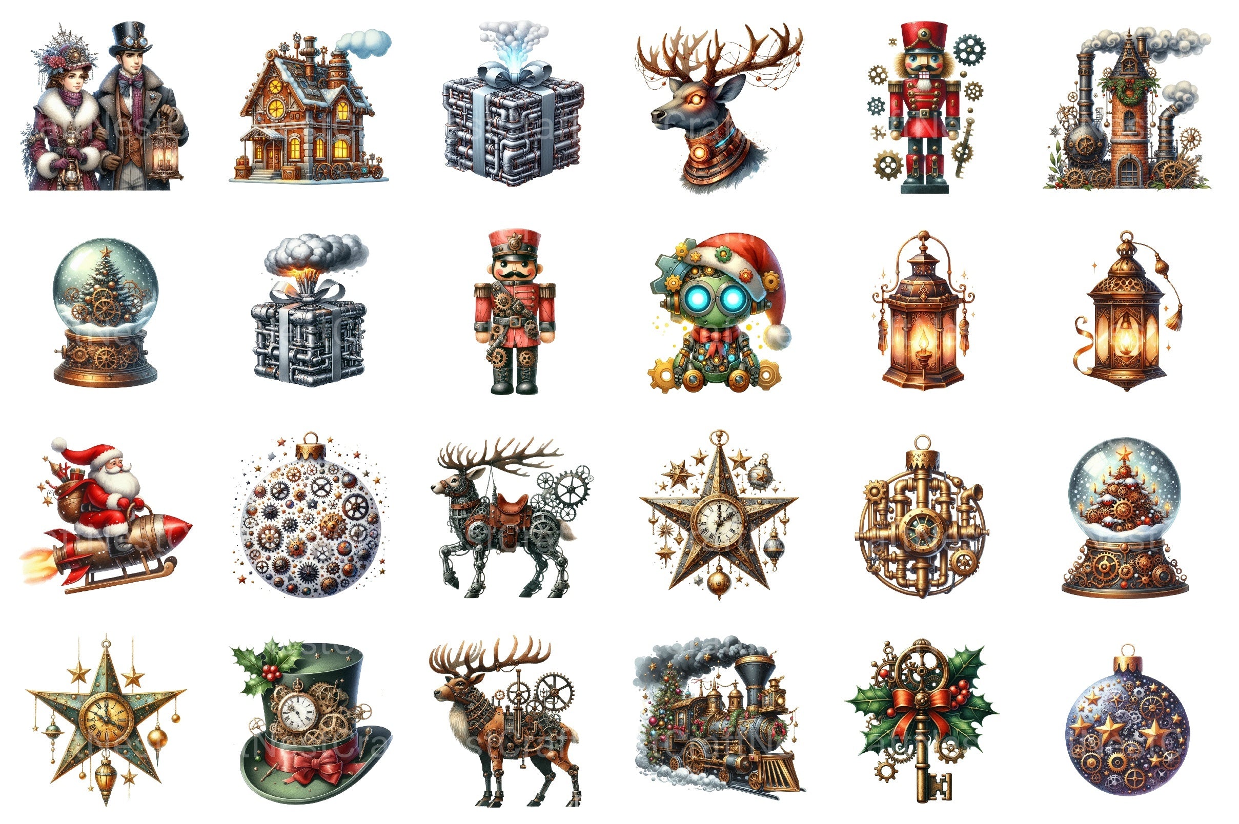 Steampunk Christmas Snowman Clipart Bundle - CraftNest - Digital Crafting and Art