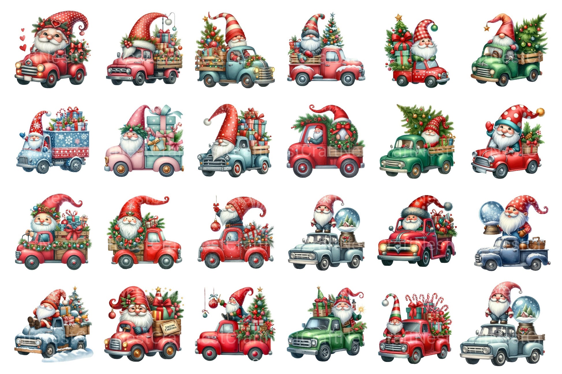 Christmas Truck & Gnomes Winter Clipart Bundle - CraftNest - Digital Crafting and Art