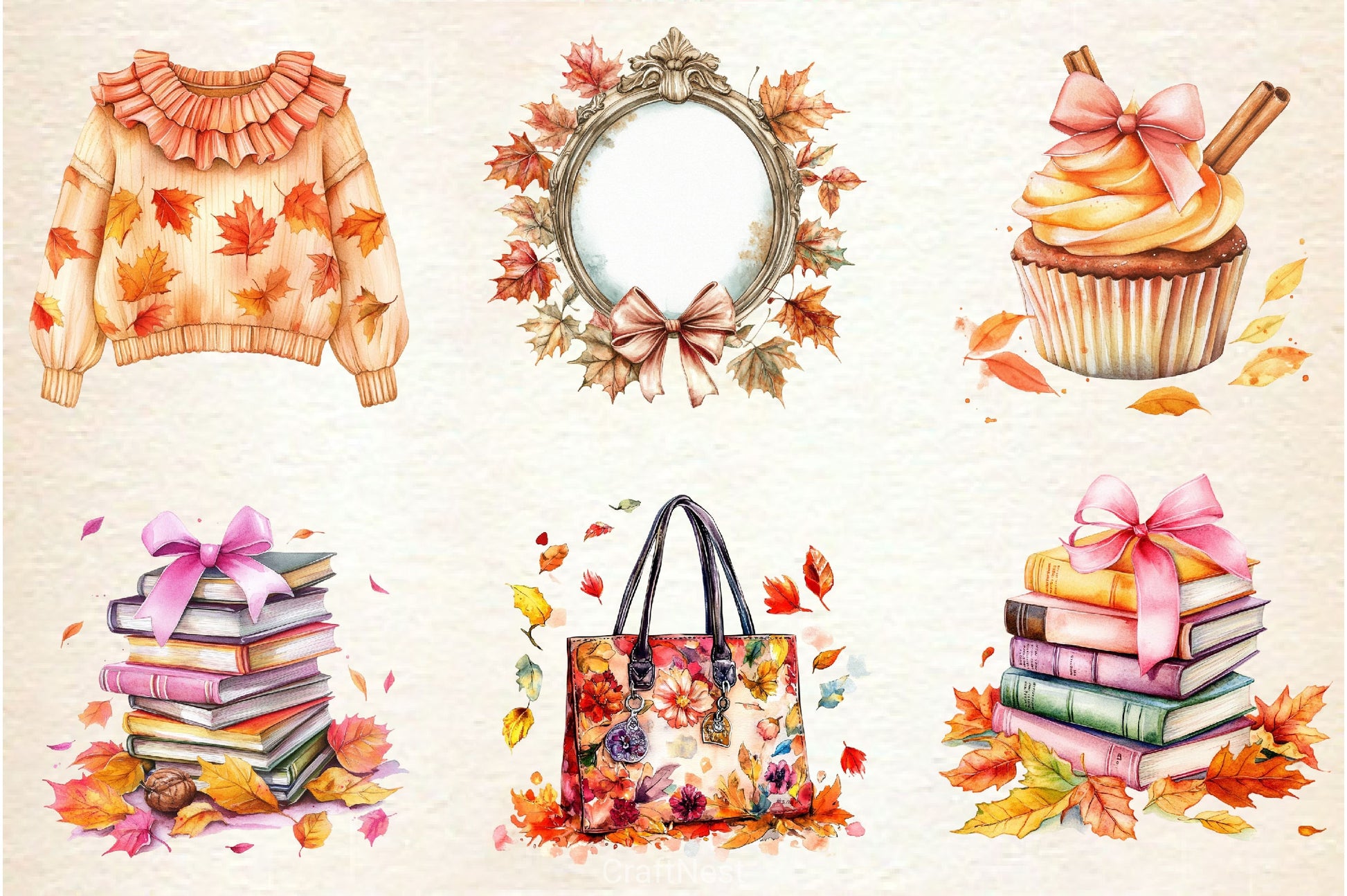 Cute Coquette Autumn Clipart Bundle 2 - CraftNest - Digital Crafting and Art
