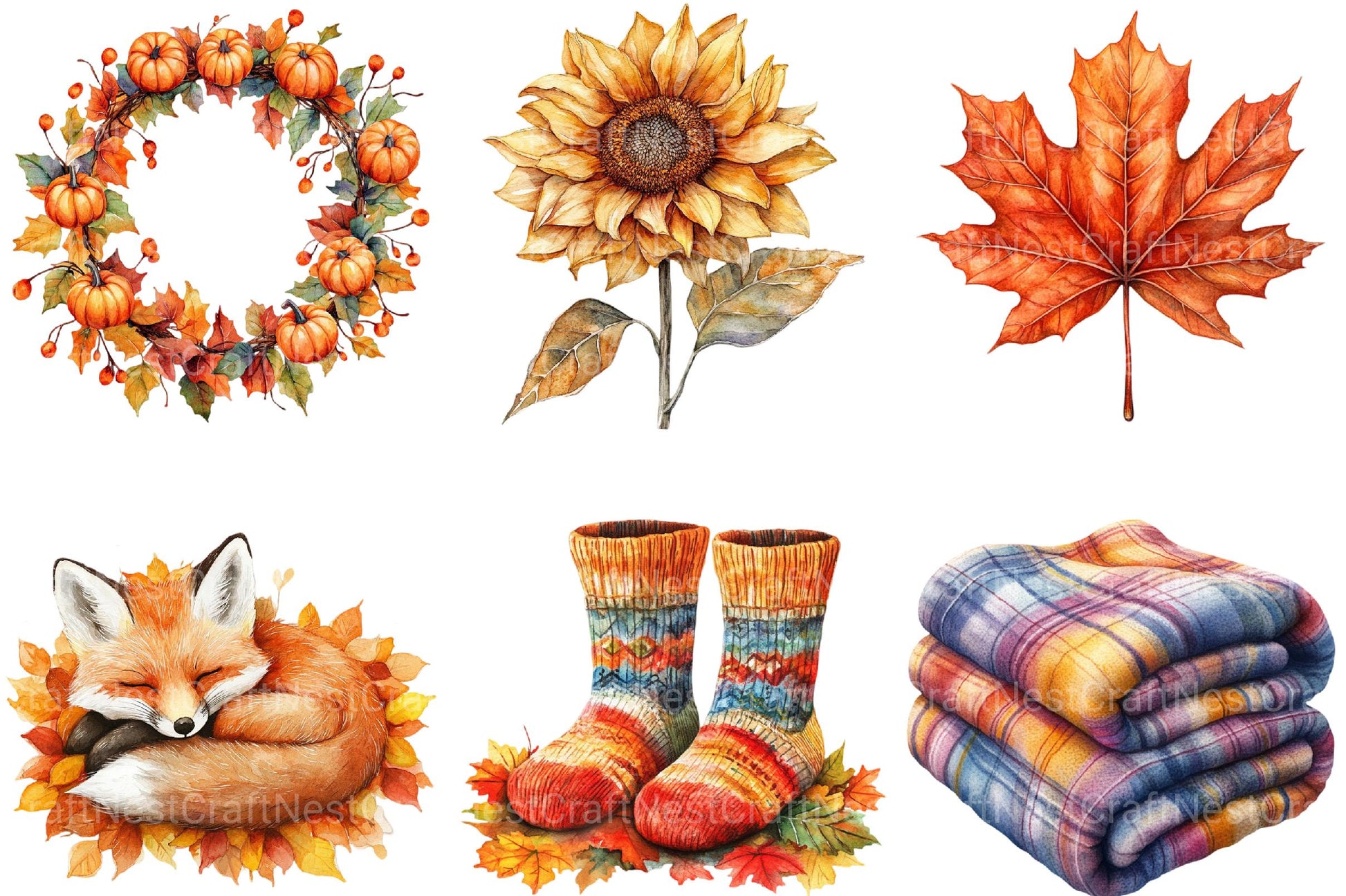 Cozy Autumn Clipart Bundle - CraftNest - Digital Crafting and Art