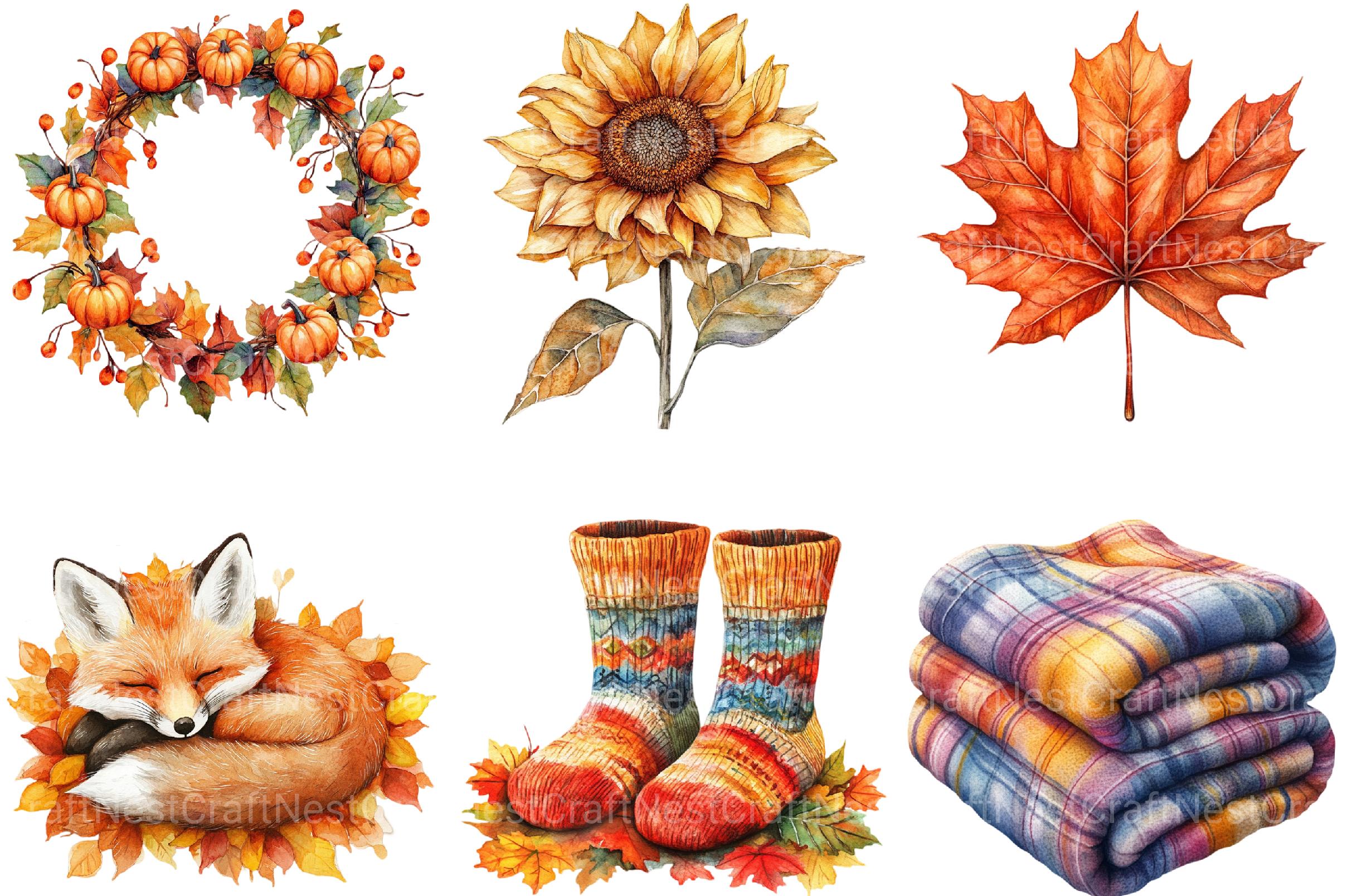 Cozy Autumn Clipart Bundle - CraftNest - Digital Crafting and Art