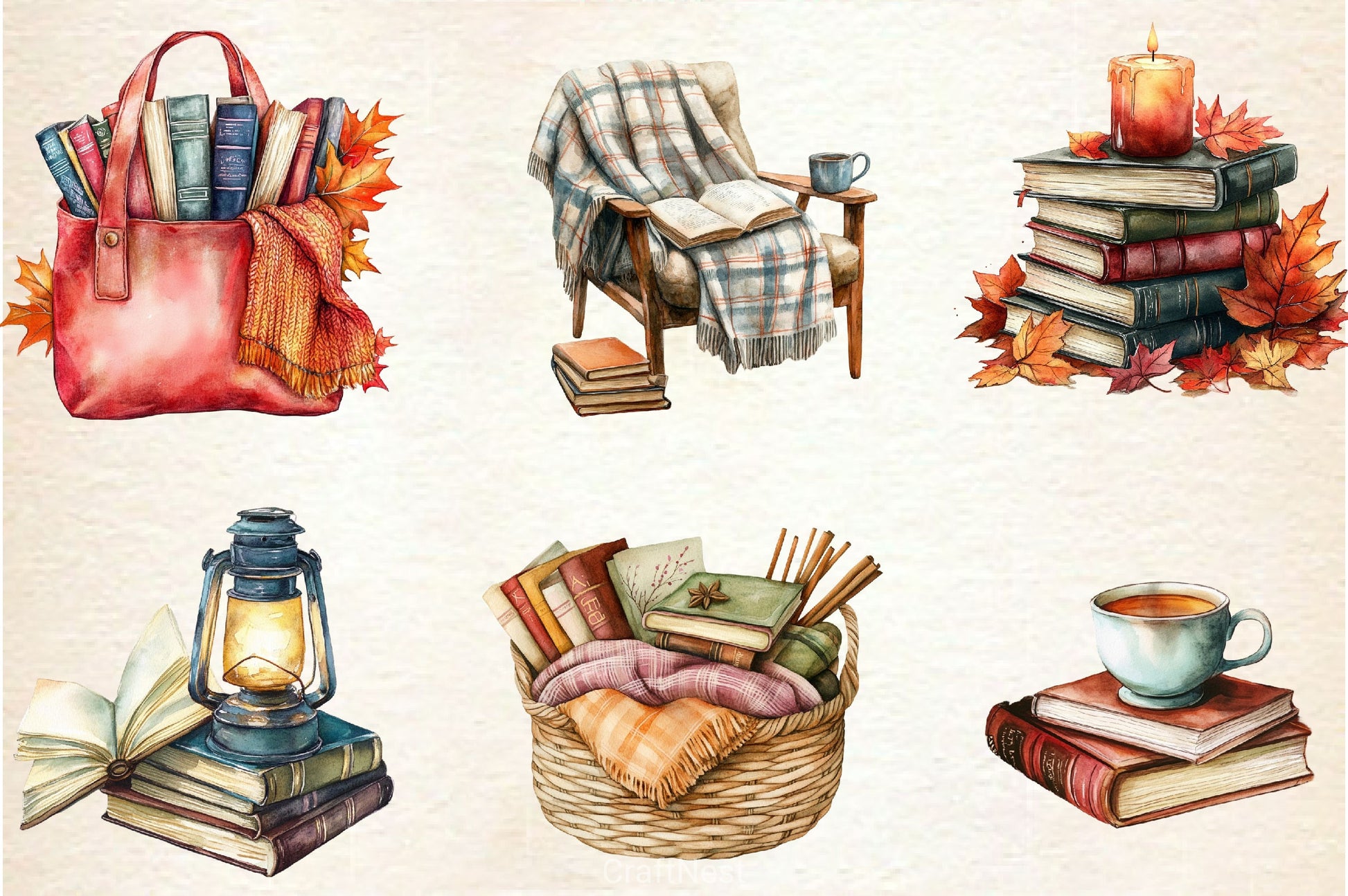 Fall Reading Nook Clipart Bundle 2 - CraftNest - Digital Crafting and Art