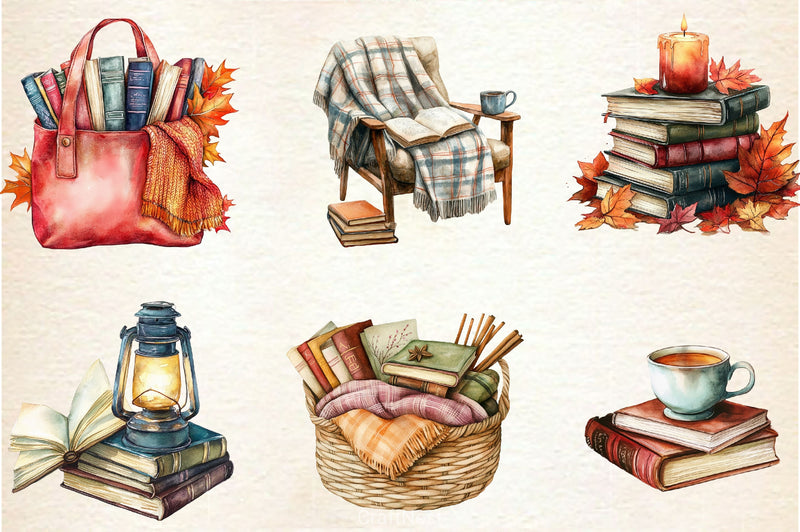 Fall Reading Nook Clipart Bundle 2 - CraftNest - Digital Crafting and Art