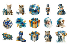 Blue and Gold Christmas Navy Clipart Bundle - CraftNest - Digital Crafting and Art
