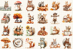 Fall Squirrels Garden Clipart Bundle 55 - CraftNest - Digital Crafting and Art