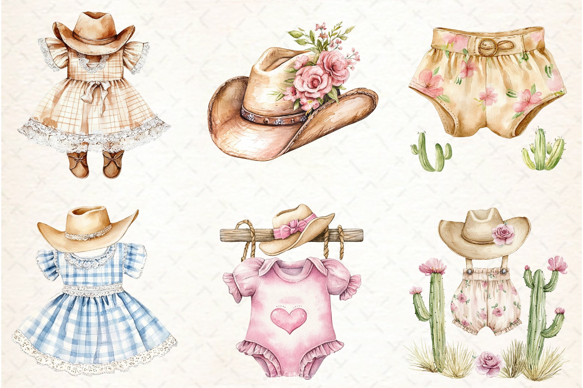 Cowgirl Baby Clothes Clipart Bundle - CraftNest - Digital Crafting and Art