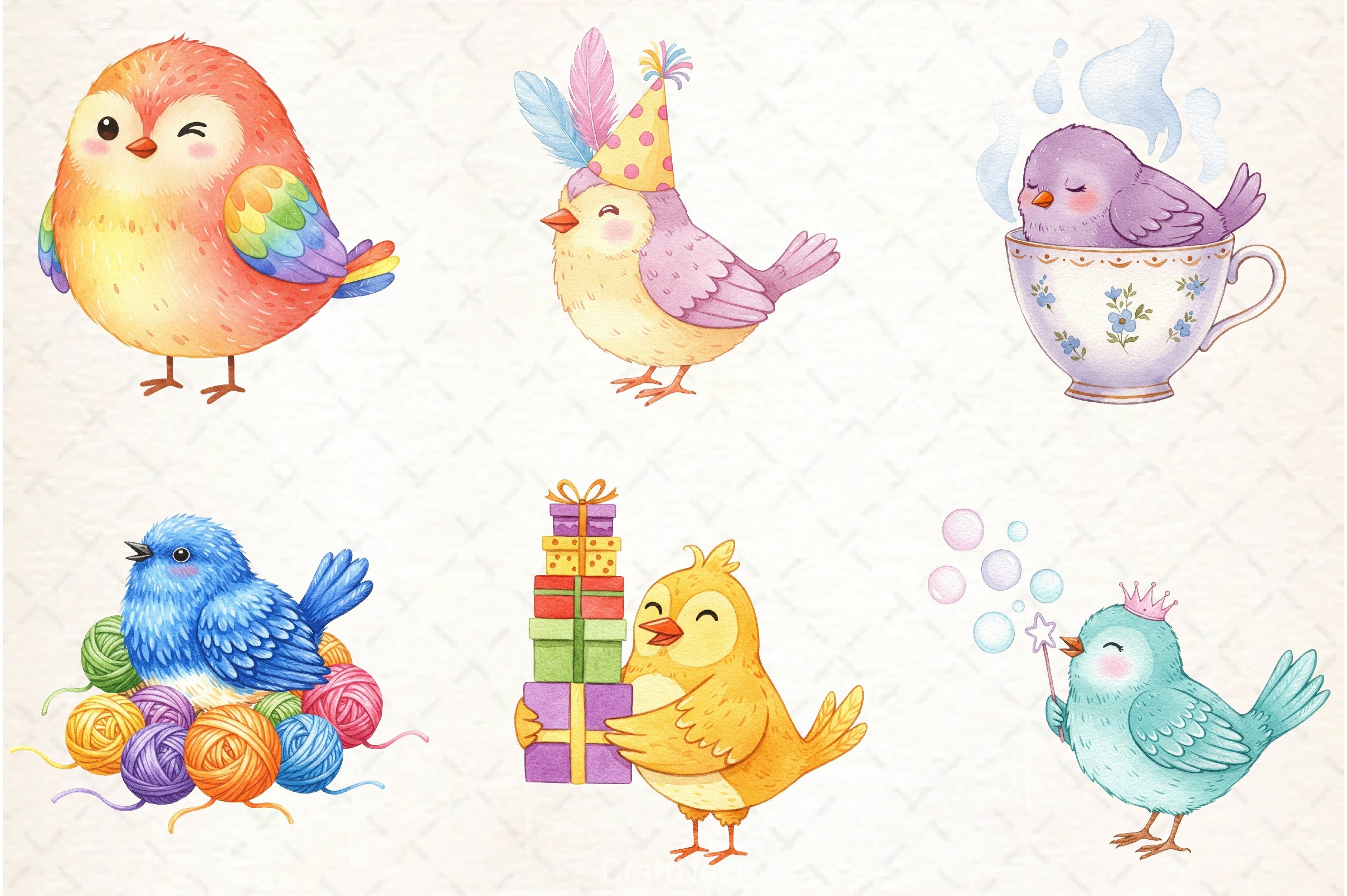 Whimsical Birds Clipart Bundle - CraftNest - Digital Crafting and Art