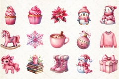 Pink Winter Clipart Bundle - CraftNest - Digital Crafting and Art