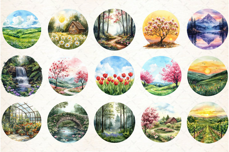 Spring Landscapes Clipart Bundle - CraftNest - Digital Crafting and Art