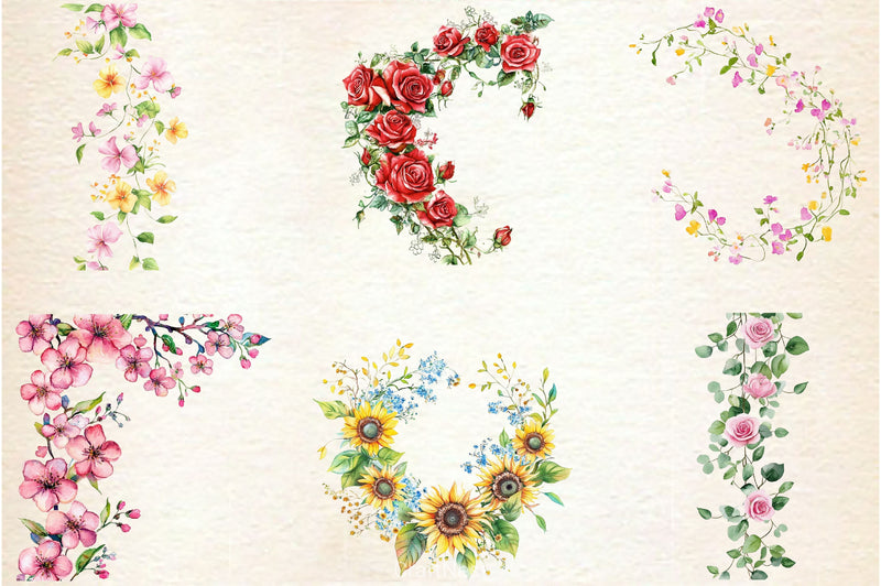 Flower Garland Clipart Bundle - CraftNest - Digital Crafting and Art