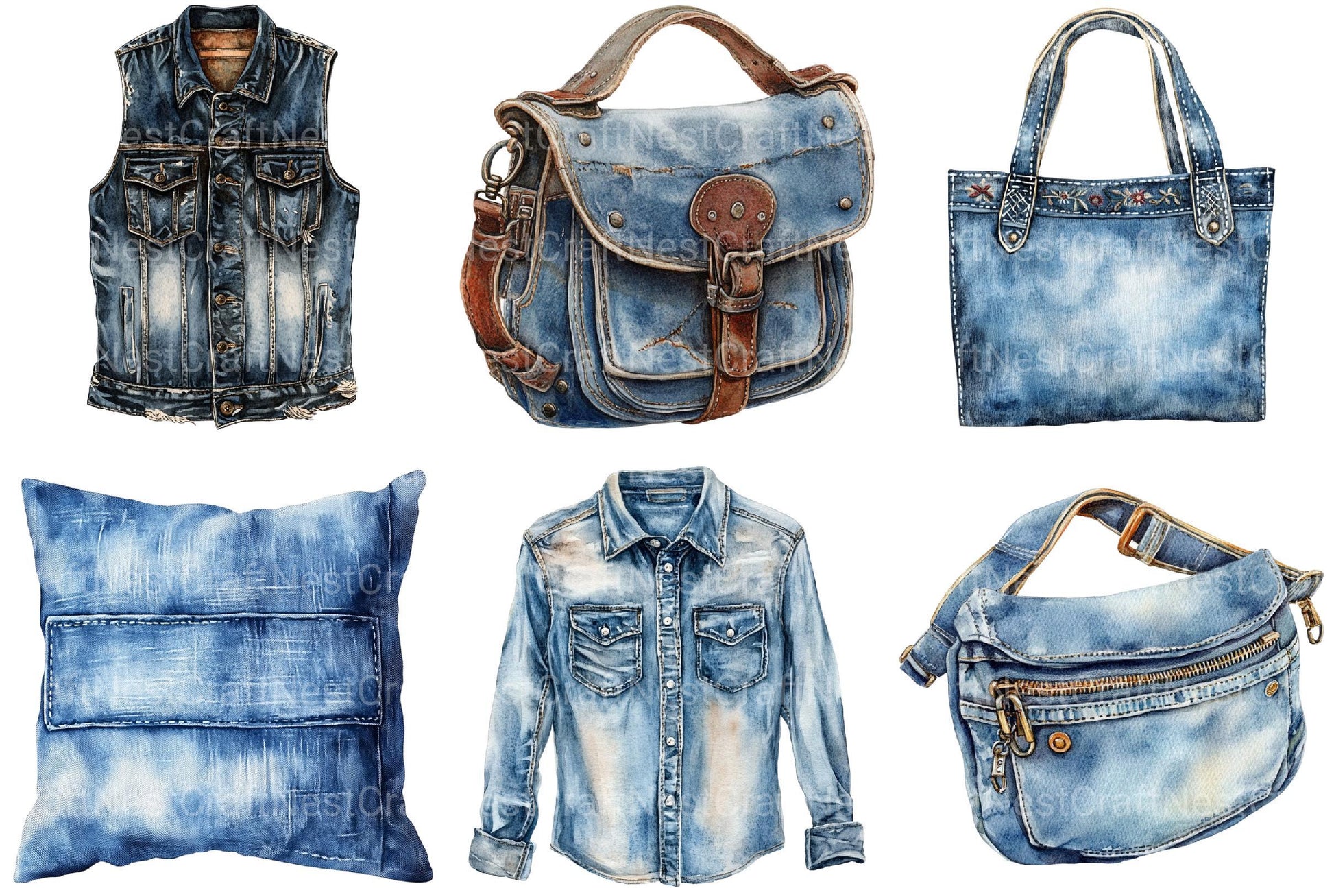 Vintage Denim Clipart - CraftNest - Digital Crafting and Art
