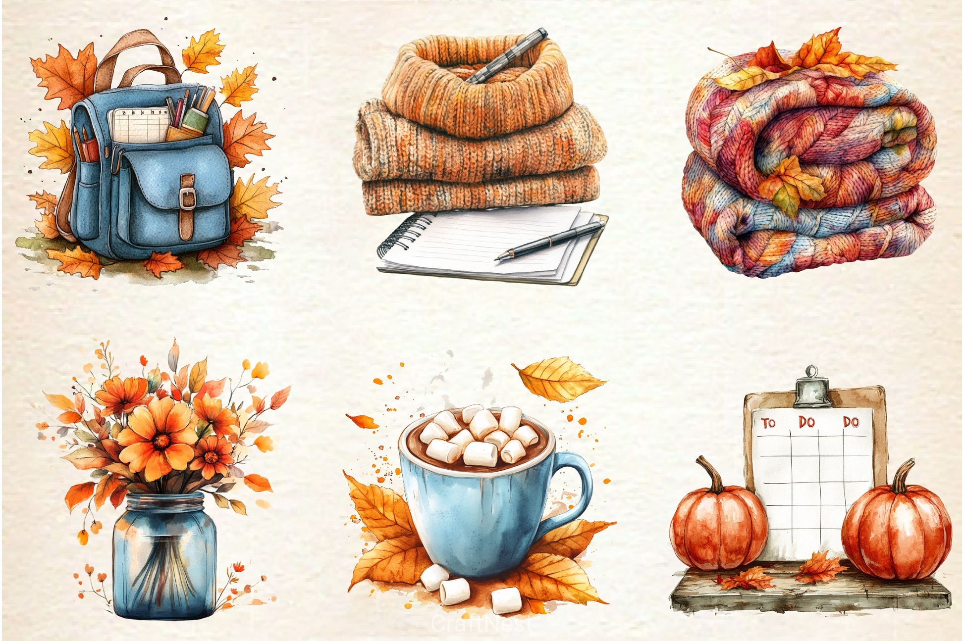 Cozy Autumn Planner Clipart Bundle - CraftNest - Digital Crafting and Art