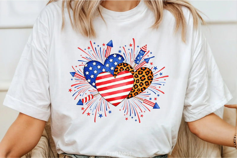USA Hearts Fireworks Clipart Bundle - CraftNest - Digital Crafting and Art