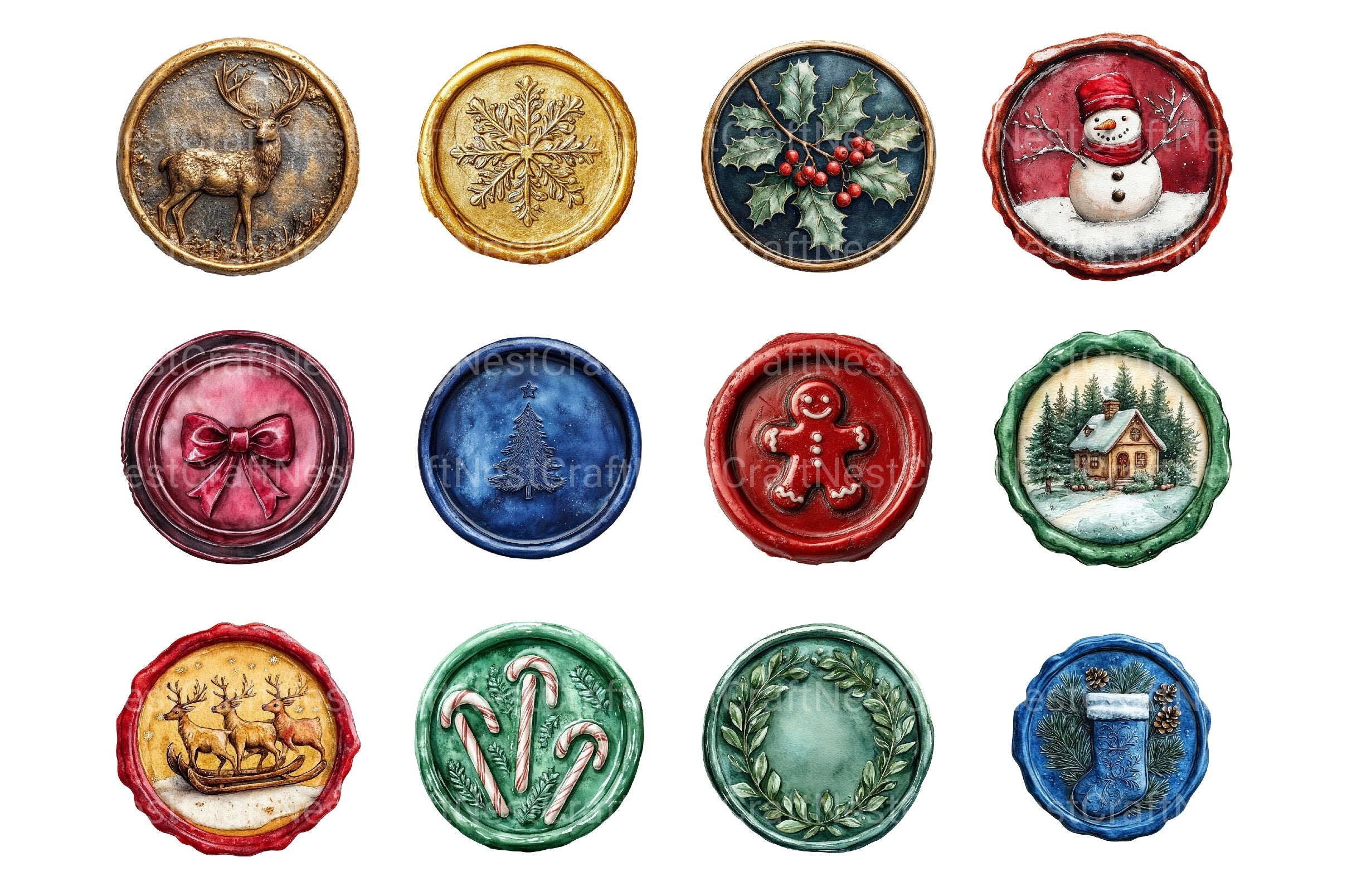 Christmas Wax Seal Clipart Bundle - CraftNest - Digital Crafting and Art