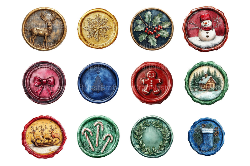 Christmas Wax Seal Clipart Bundle - CraftNest - Digital Crafting and Art