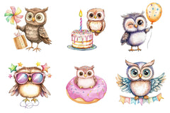 Baby Owl Birthday Owl Party Clipart Bundle - CraftNest - Digital Crafting and Art