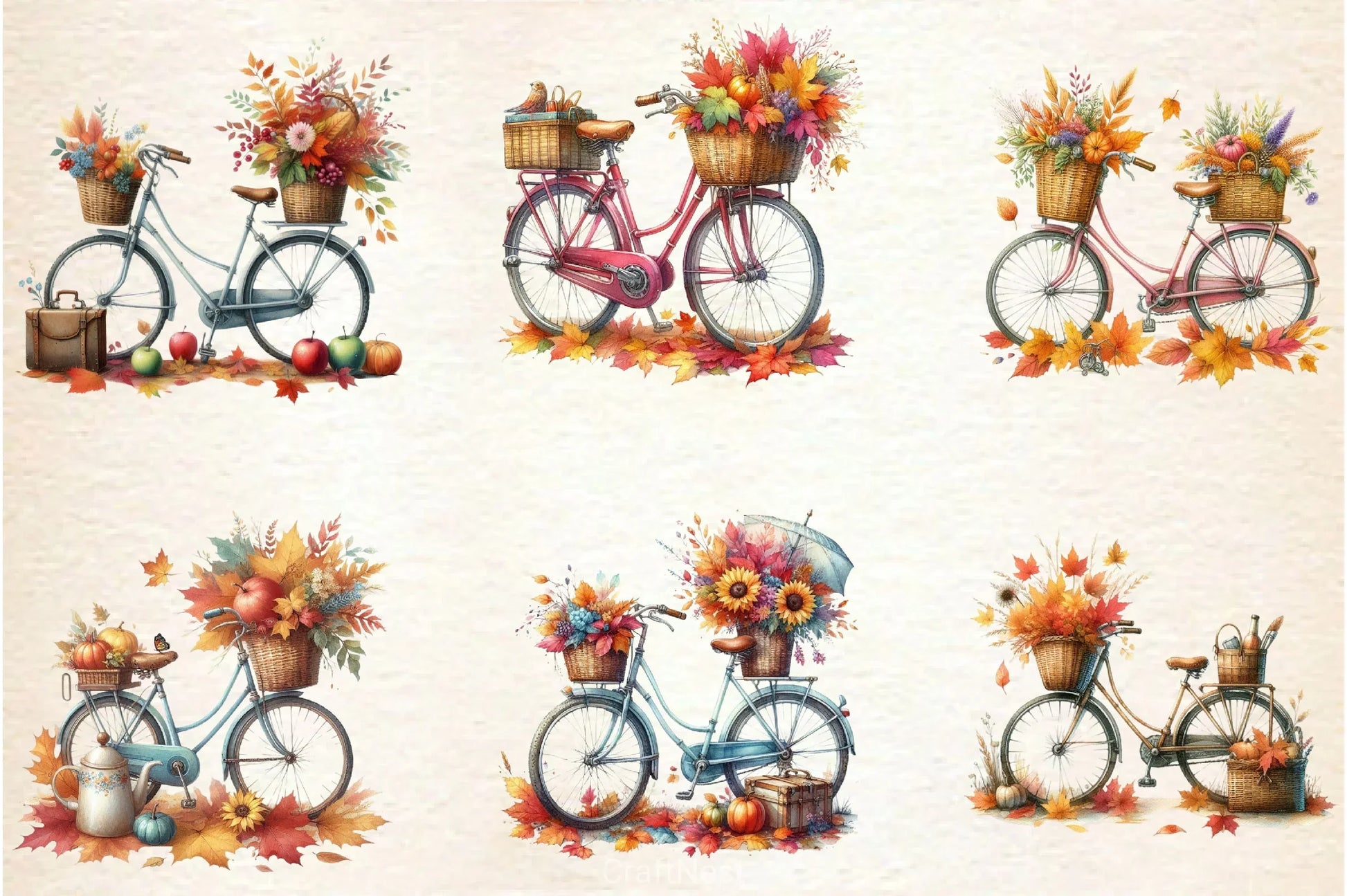 Autumn Vintage Bicycle Clipart Bundle 4 - CraftNest - Digital Crafting and Art