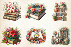 Old Books With Flowers Clipart Bundle 2 - CraftNest - Digital Crafting and Art