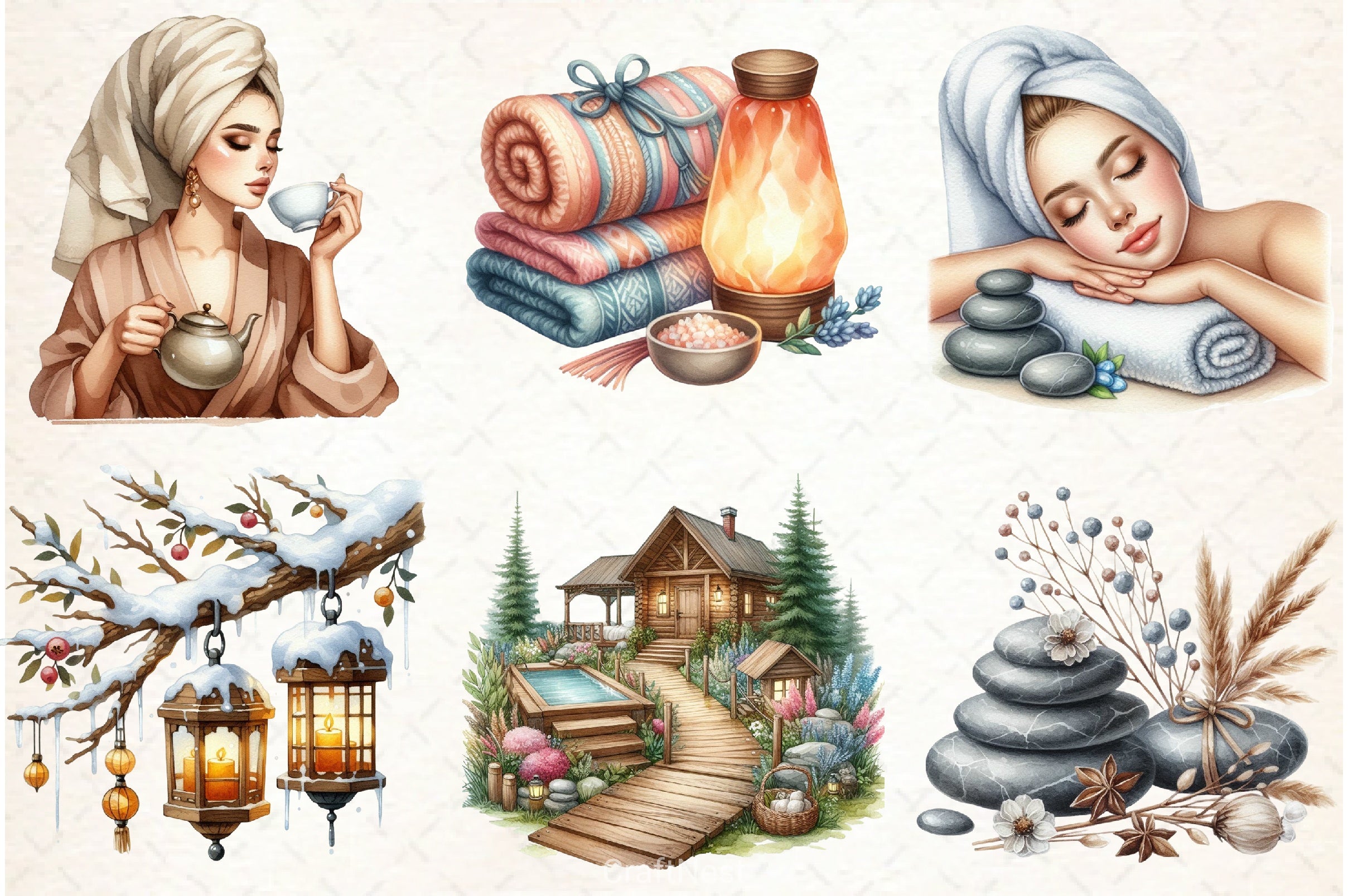 Winter Spa Clipart Bundle - CraftNest - Digital Crafting and Art