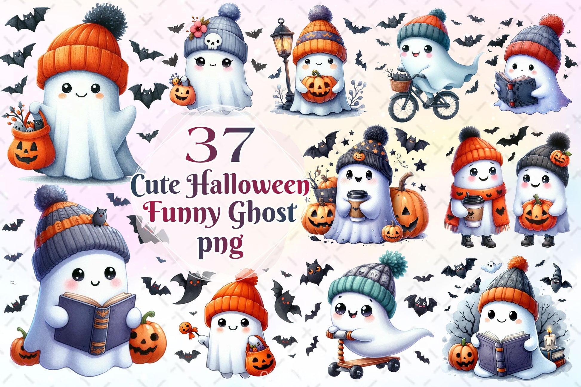 Funny Halloween Ghost Clipart Bundle 2 - CraftNest - Digital Crafting and Art