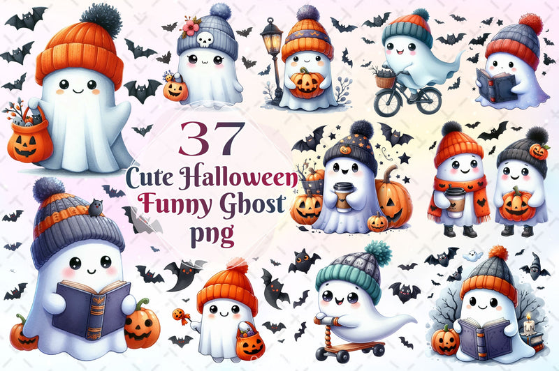 Funny Halloween Ghost Clipart Bundle 2 - CraftNest - Digital Crafting and Art