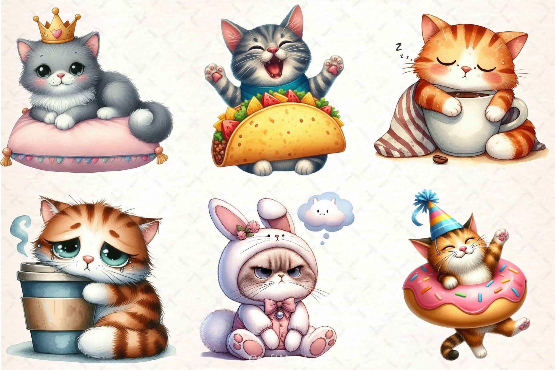 Cute & Funny Cat Clipart Bundle 2 - CraftNest - Digital Crafting and Art