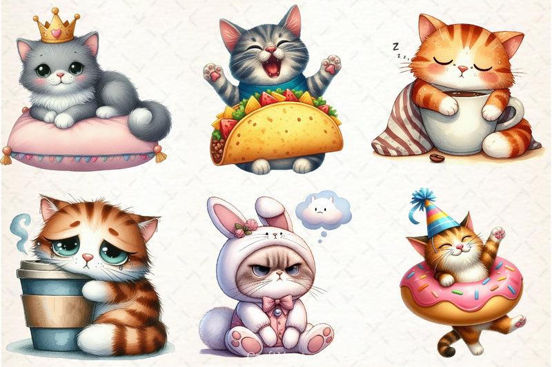 Cute & Funny Cat Clipart Bundle 2 - CraftNest - Digital Crafting and Art