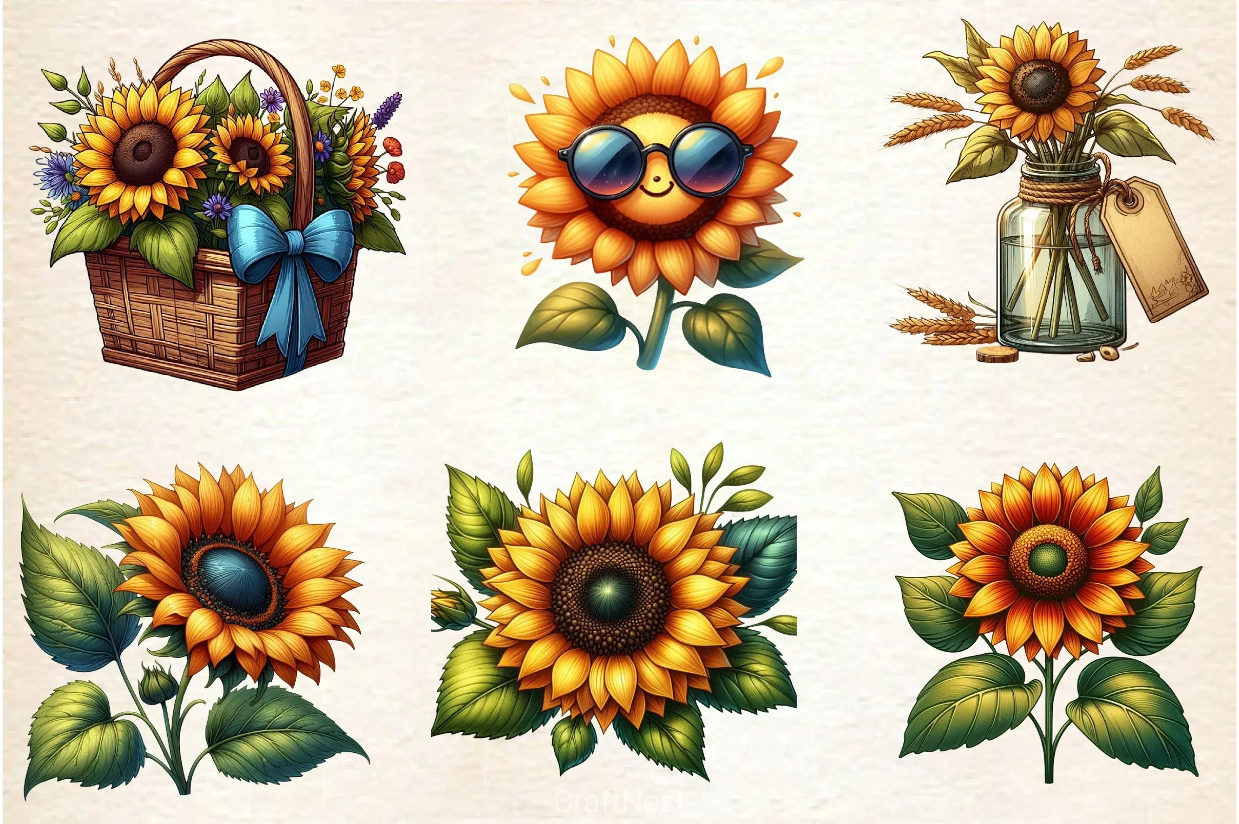 Summer Sunflower Clipart Bundle 2 - CraftNest - Digital Crafting and Art