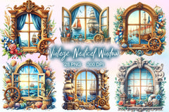 Vintage Nautical Window Clipart Bundle 2 - CraftNest - Digital Crafting and Art