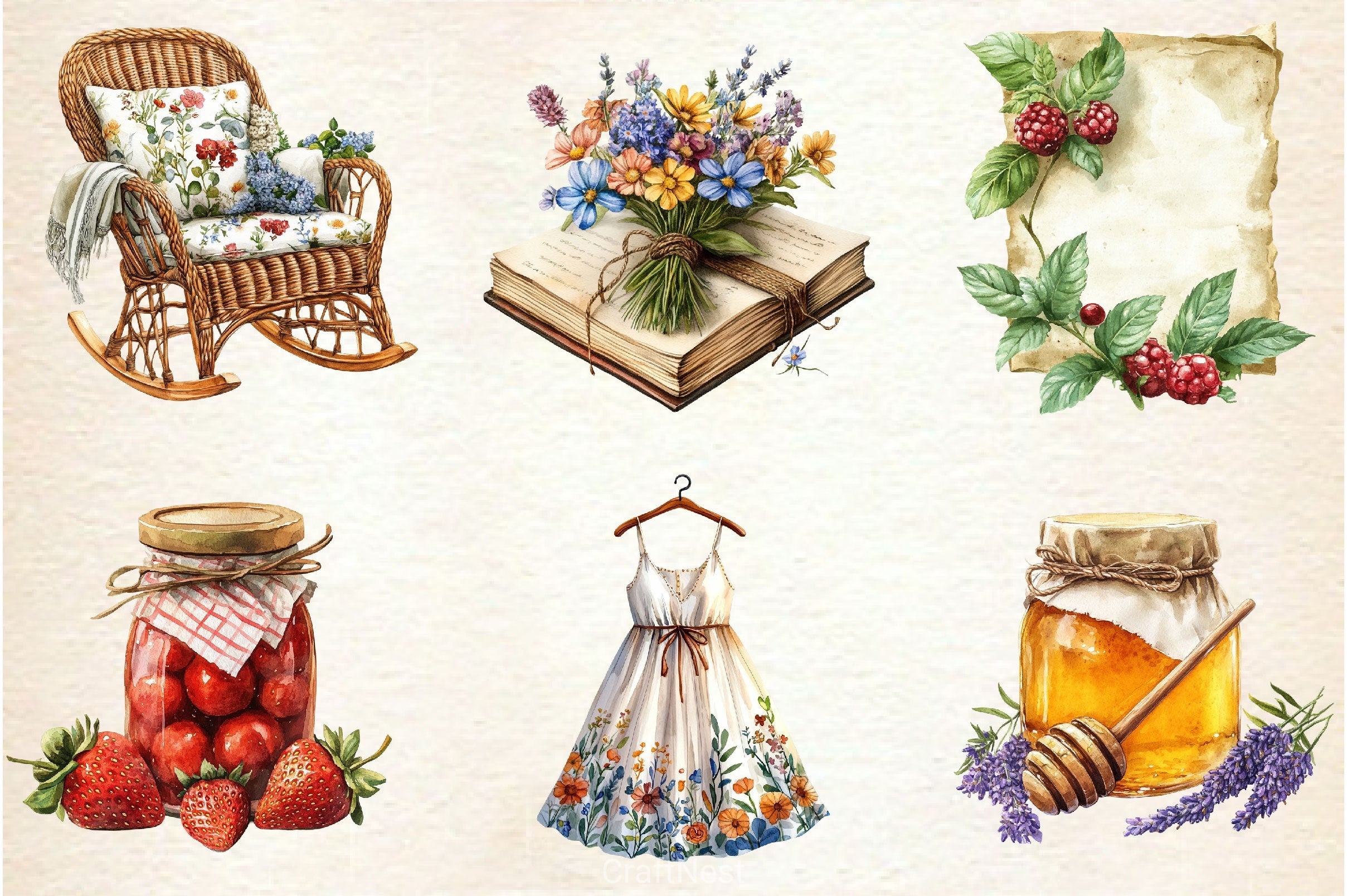 Summer Cottagecore Morning Clipart Bundle - CraftNest - Digital Crafting and Art