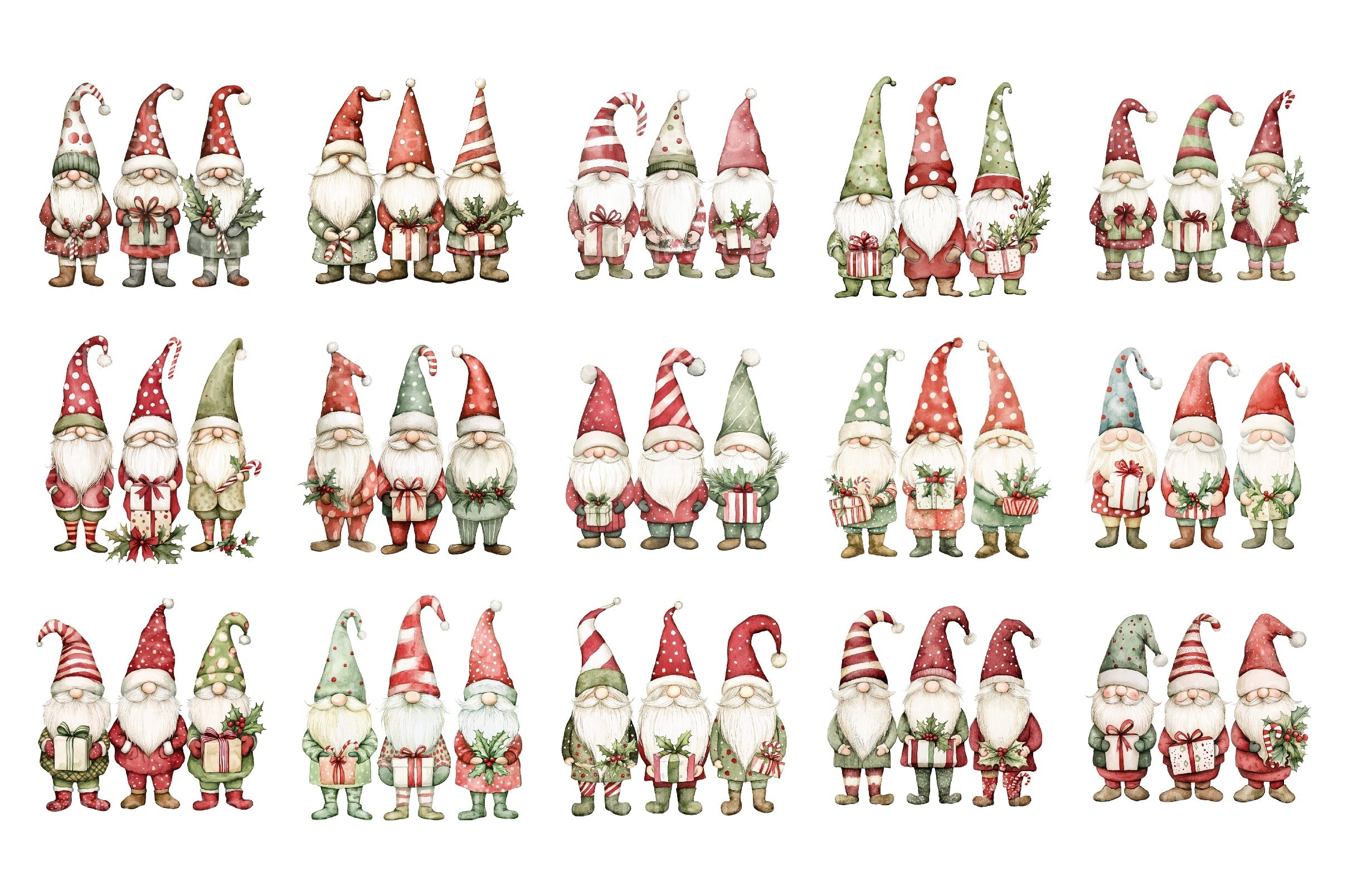 Christmas Gnomes Clipart Bundle: Cute Xmas Gnome Digital Download - CraftNest - Digital Crafting and Art