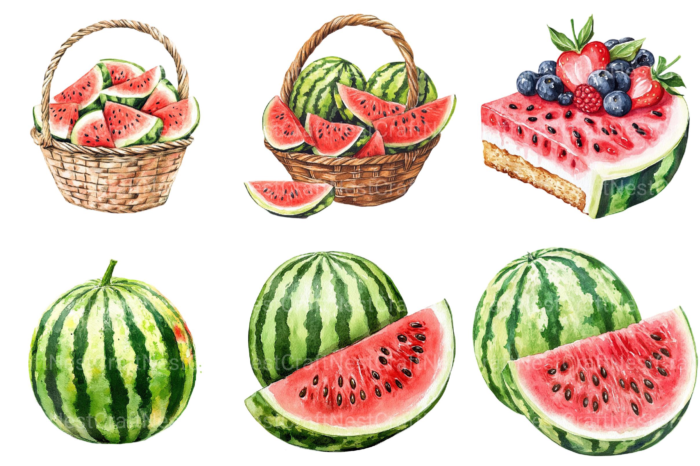 Summer Juicy Watermelon Clipart - CraftNest - Digital Crafting and Art