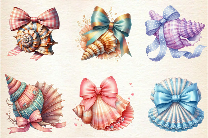 Girly Shell With Bow Clipart Bundle - CraftNest - Digital Crafting and Art