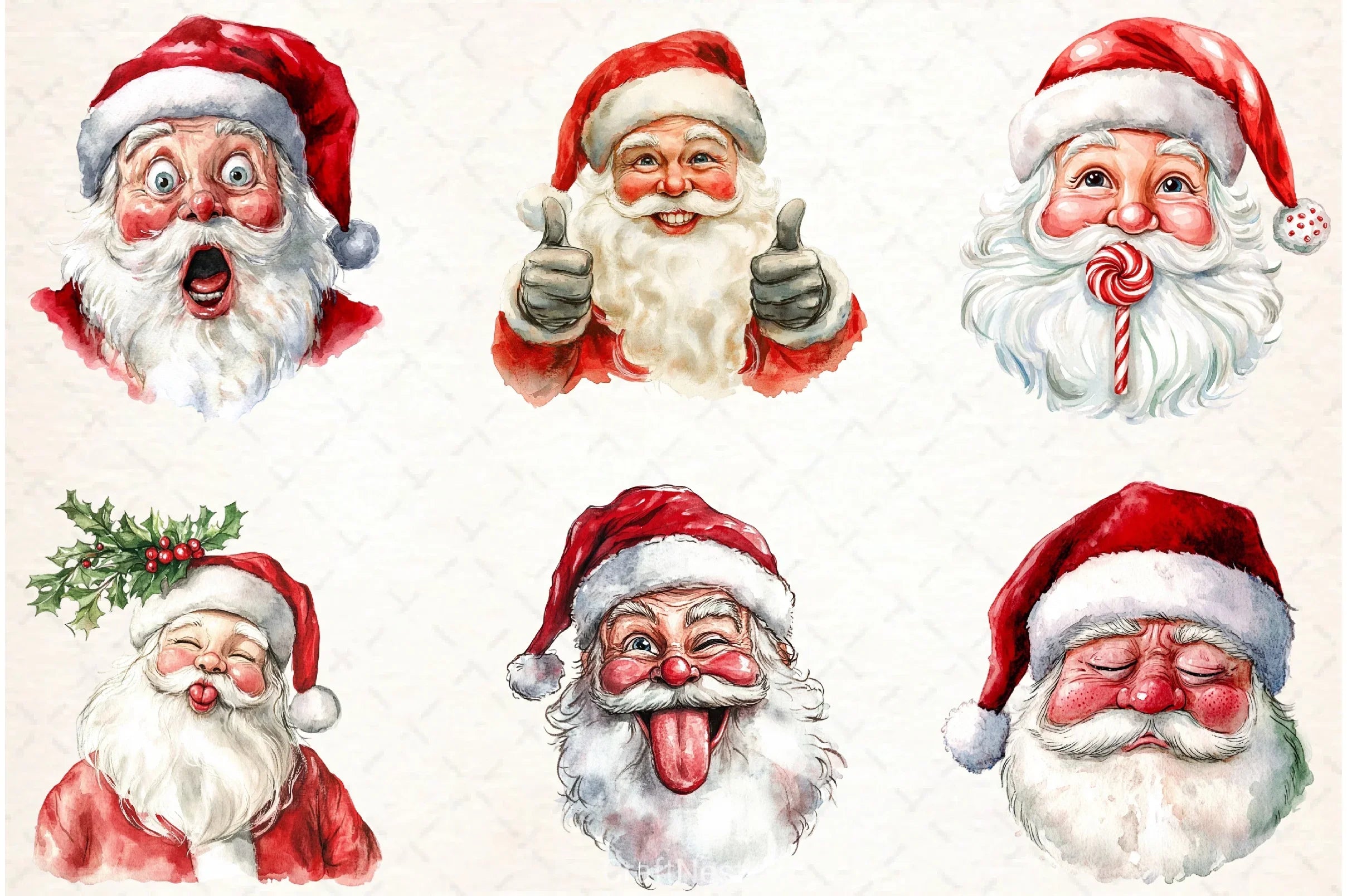 Retro Santa Claus Face Clipart Bundle - CraftNest - Digital Crafting and Art