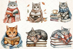 Cat & Book Fall Vibes Clipart Bundle - CraftNest - Digital Crafting and Art