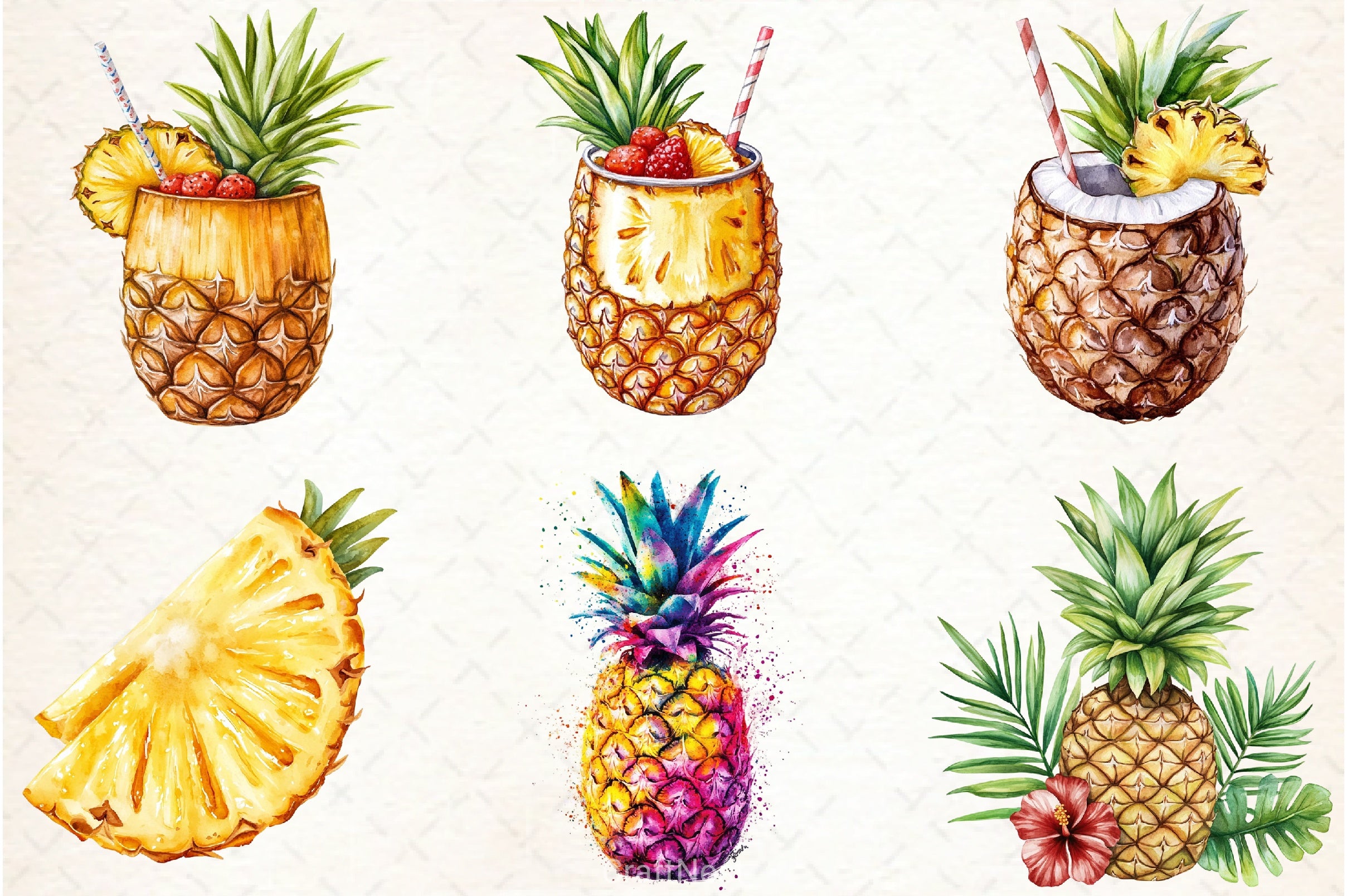 Pineapple Clipart Bundle - CraftNest - Digital Crafting and Art