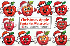 Christmas Apple Santa Hat Clipart Bundle - CraftNest - Digital Crafting and Art