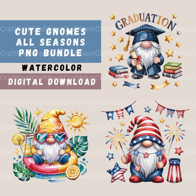 Gnomes For All Seasons Clipart Bundle - CraftNest - Digital Crafting and Art