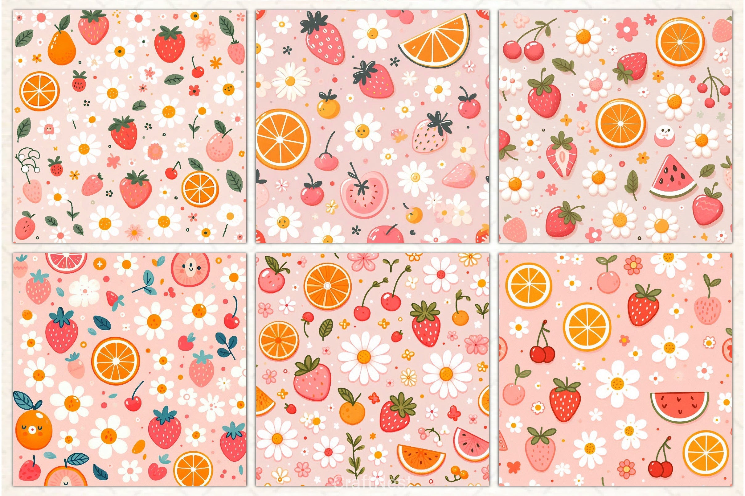 Summer Fruit Digital Paper 5 - CraftNest - Digital Crafting and Art