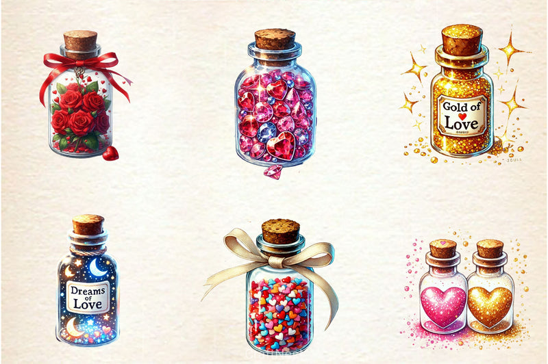 Love Bottle Valentine Clipart Bundle - CraftNest - Digital Crafting and Art