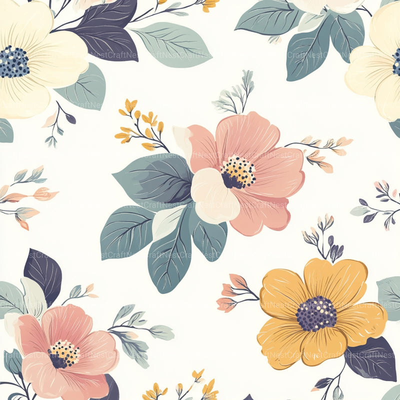 Shabby Chic Flowers Seamless Patterns Digital Paper - CraftNest - Digital Crafting and Art