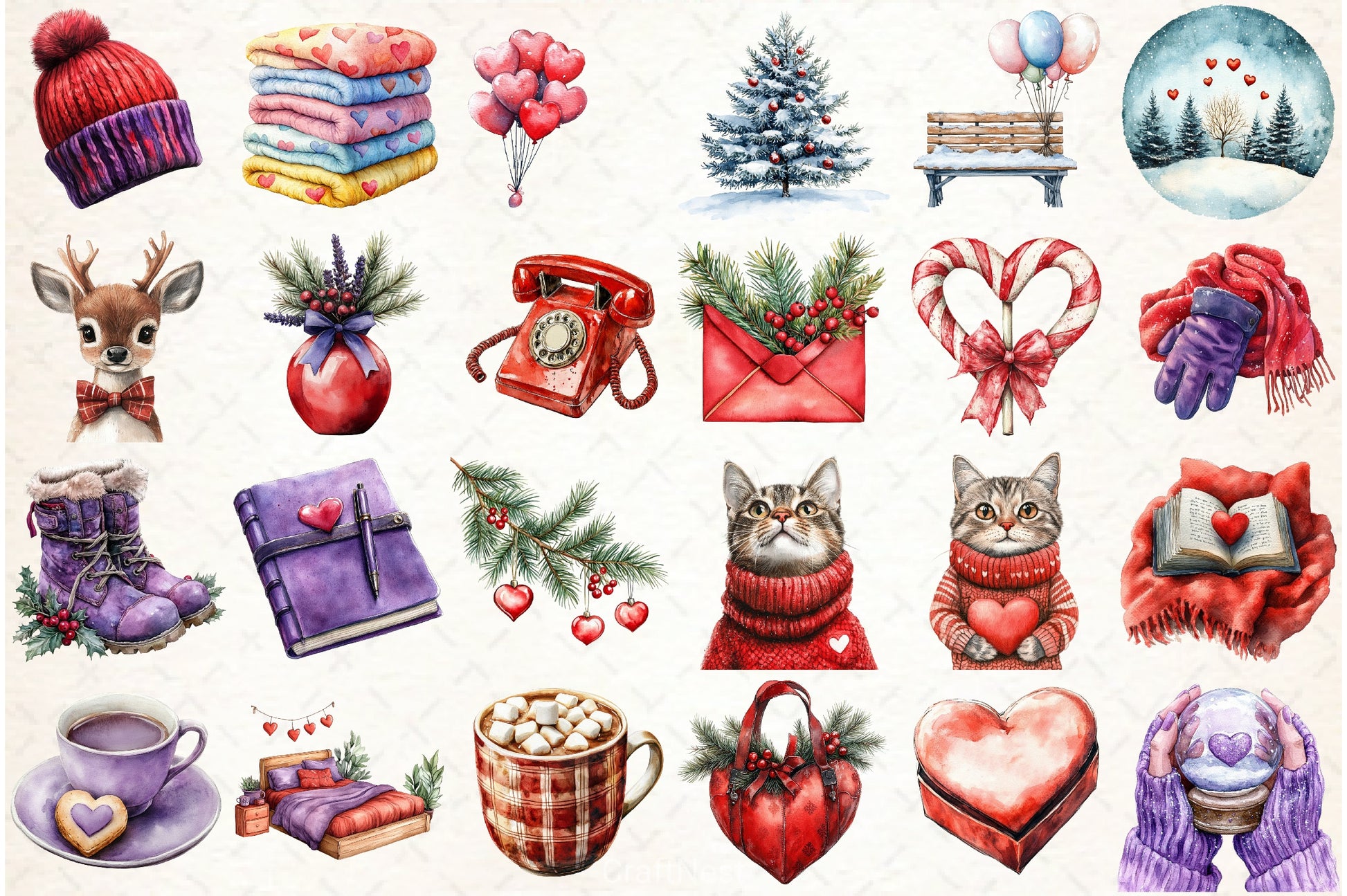 Winter Love Clipart Bundle - CraftNest - Digital Crafting and Art
