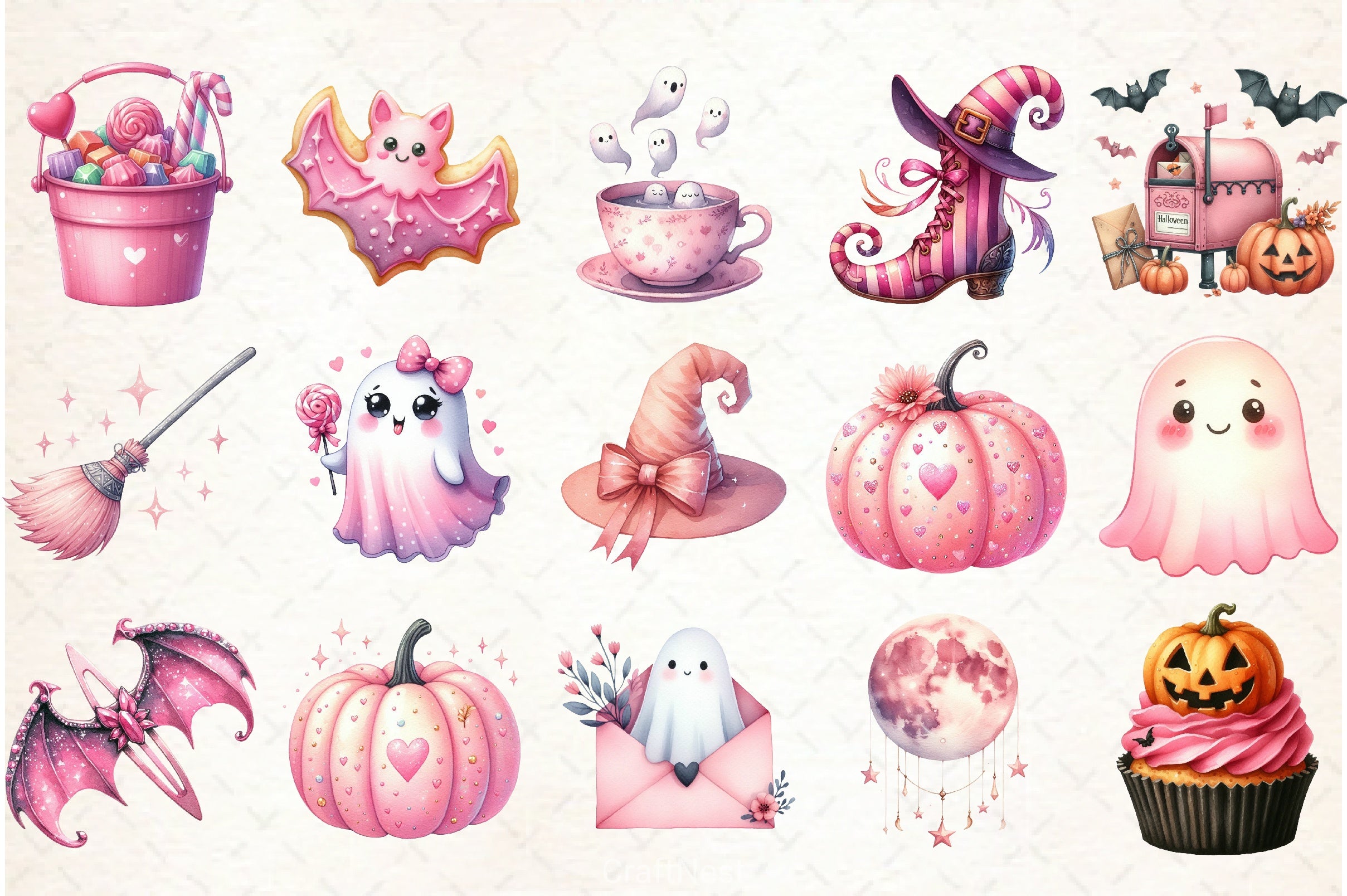Pink Halloween Clipart Bundle 2 - CraftNest - Digital Crafting and Art