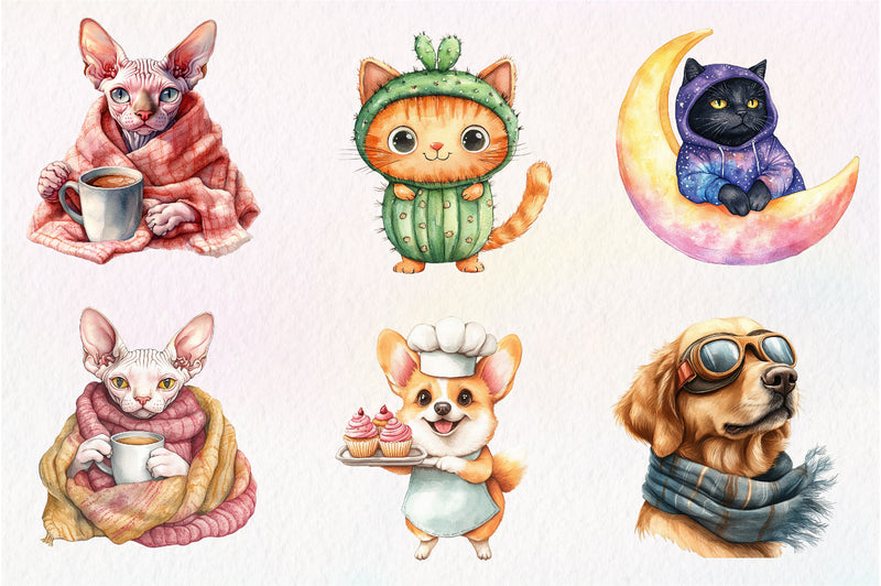 Quirky Dog And Cat Clipart Bundle - CraftNest - Digital Crafting and Art