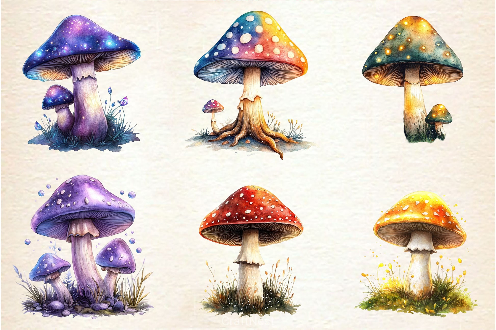 Magical Mushrooms Clipart Bundle - CraftNest - Digital Crafting and Art