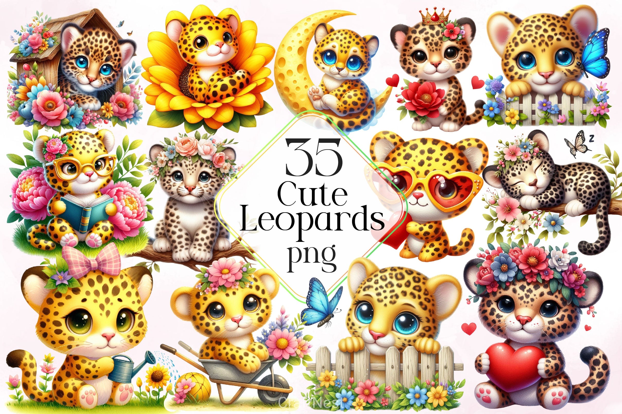 Cute Leopards Clipart Bundle - CraftNest - Digital Crafting and Art